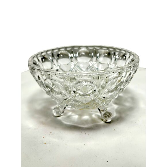 Vintage Crystal Glass Footed Sugar Bowl Cross And Olive Crystal Glass Candy Dish - Picture 1 of 4